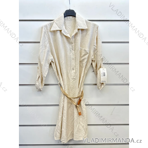 Langärmliges Hemdkleid für Damen mit Gürtel (S/M EINHEITSGRÖSSE) ITALIAN FASHION IMPSH24210151