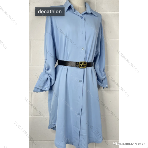 Langes Hemdkleid mit Gürtel, Sommer, ärmellos, Damen (S/M Einheitsgröße) ITALIAN FASHION IMPBB23E9742