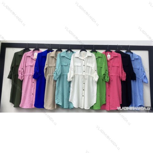 Elegantes Langarm-Hemdkleid für Damen (S/M ONE SIZE) ITALIAN FASHION IMWKK223994