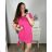 Kleid mit Tasche, Kurzarm, Damen, Übergröße (2XL/3XL ONE SIZE) ITALIAN FASHION IM423064/DUR rot
