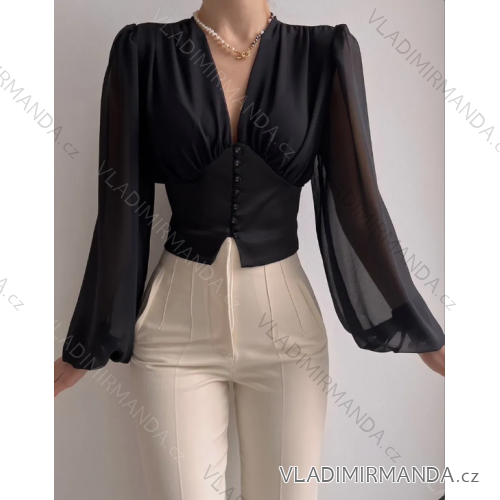 Elegantes Langarm-Croptop für Damen (S/M EINHEITSGRÖSSE) ITALIAN FASHION IMPLS2431834