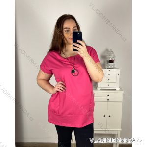 Tunika-Kleid Übergroßer Kurzarm-Anhänger (UNI S-XL) ITALIENISCHE MODE IMC20182