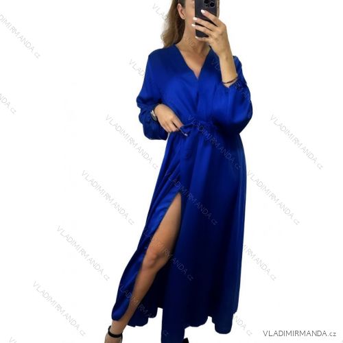 Langes Party-Satin-Langarmkleid für Damen (Einheitsgröße S/M) ITALIAN FASHION IMPLI233893
