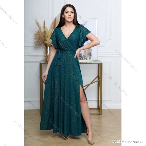 Langes formelles Kurzarmkleid für Damen (36-54) POLISH FASHION PMLMR23ALICE-1 -   grün -   46