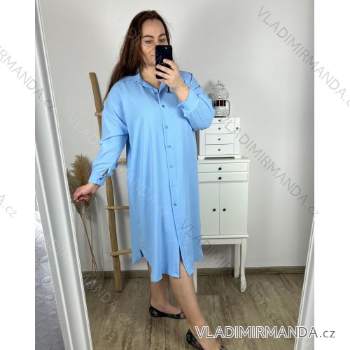 Übergroßes Damen-Hemdkleid mit 3/4-Ärmeln in Übergröße (L/XL/2XL Einheitsgröße) ITALIAN FASHION IM423111 3xl / 4xl hellblau