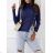 Gestrickter Rollkragenpullover für Damen mit kurzen Ärmeln (Einheitsgröße S/M) ITALIAN FASHION IMD22947 -   dunkelblau -   S / M
