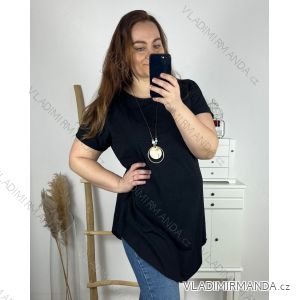 Tunika mit Anhänger Kurzarm Damen Übergröße (3XL/4XL ONE SIZE) ITALIAN FASHION IMC23020