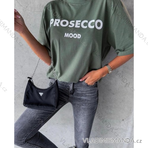 T-Shirt Kurzarm Frauen (uni s-m) ITALIAN FASHION IMD20003 M / L zelená khaki