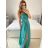 Langes trägerloses Pailletten-Partykleid für Damen (Einheitsgröße S/M) ITALIAN FASHION IMPSH233348 S / M dunkle Minze