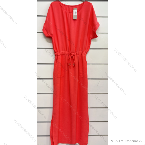 Langes Kurzarmkleid für Damen (S/M EINHEITSGRÖSSE) ITALIAN FASHION IMPSH231205 rot S / M