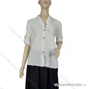 Gestreiftes Langarm-Damenhemd aus Baumwolle (S/M EINHEITSGRÖSSE) ITALIAN FASHION IMWM232597
