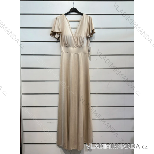 Langes, lässiges Kurzarmkleid für Damen (XL/2XL GROSSE GRÖSSE) ITALIAN FASHION IMPSH245441A Gold XL/2XL
