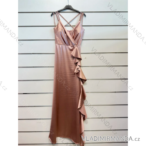 Langes Partykleid mit Trägern für Damen (Einheitsgröße S/M) ITALIAN FASHION IMPSH236516 orange Pfirsich S / M