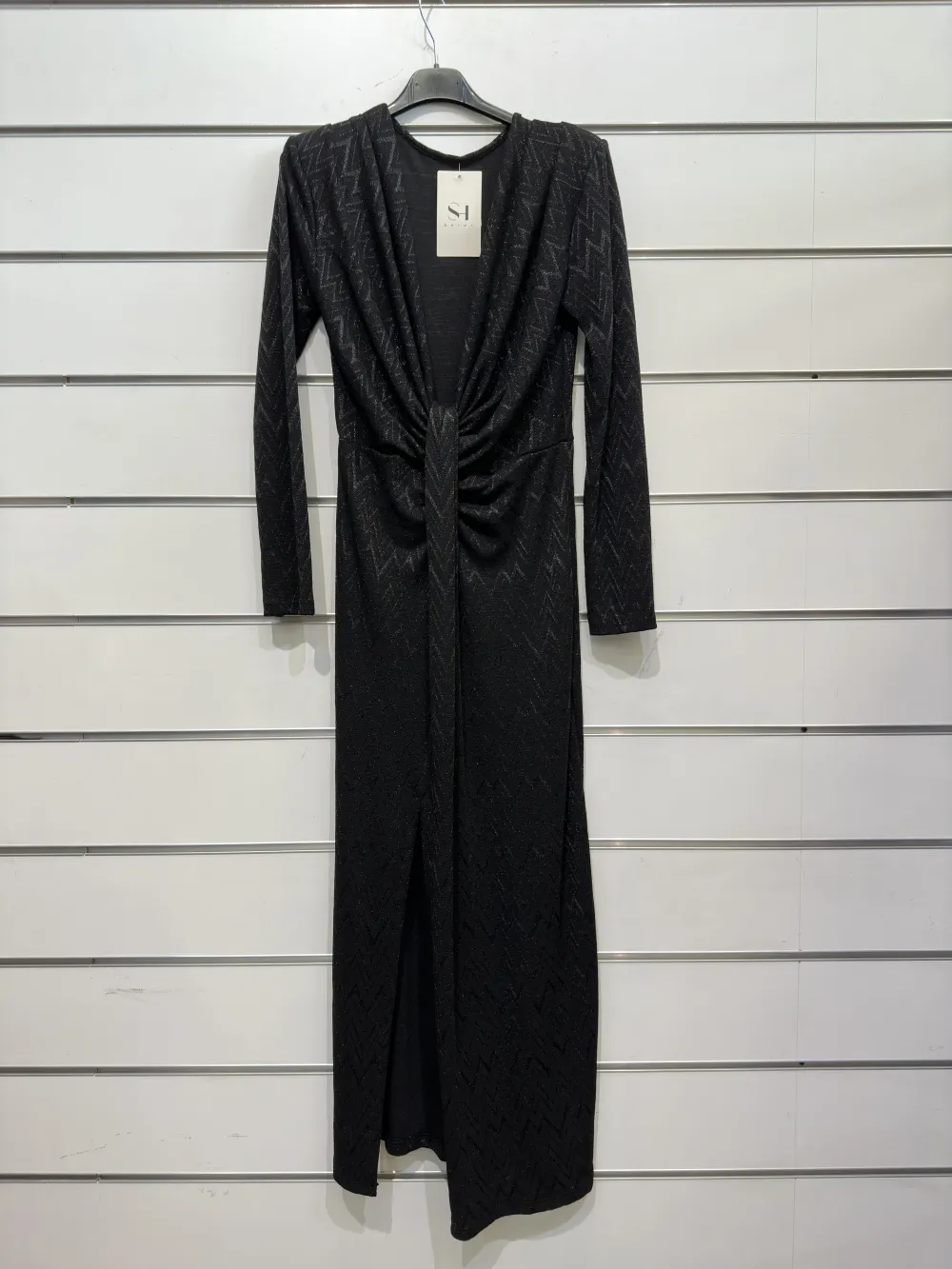 Langes, elegantes Party-Langarmkleid für Damen (S/M EINHEITSGRÖSSE) ITALIAN FASHION IMPSH2363325 schwarz S / M