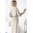 531-1 Midi-Hemdkleid mit goldenen Knöpfen und Bändern – Beige