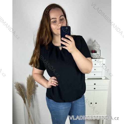 Kurzarm-Tunika für Damen in Übergröße (42-52) POLISH FASHION PME23VIGGO M schwarz