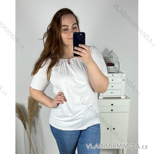Kurzarm-Tunika für Damen in Übergröße (42-52) POLISH FASHION PME23VIGGO 52 weiß