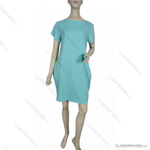 Klassisches Kurzarmkleid mit Taschen Damen (UNI S / M) ITALIENISCHE MODE IMD20025