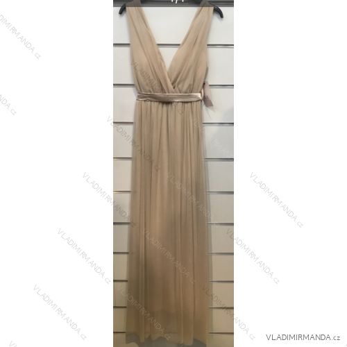 Langes Partykleid für Damen mit Trägern (S/M EINHEITSGRÖSSE) ITALIAN FASHION IMPSH243677 Beige S/M