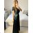 Langes, lässiges Kurzarmkleid für Damen (Einheitsgröße S/M) ITALIAN FASHION IMPSH236540 Gold S / M