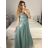 Langes trägerloses Pailletten-Partykleid für Damen (Einheitsgröße S/M) ITALIAN FASHION IMPSH233348 S / M hellgrün