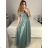 Langes trägerloses Pailletten-Partykleid für Damen (Einheitsgröße S/M) ITALIAN FASHION IMPSH233348 S / M hellgrün