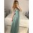 Langes trägerloses Pailletten-Partykleid für Damen (Einheitsgröße S/M) ITALIAN FASHION IMPSH233348 S / M hellgrün