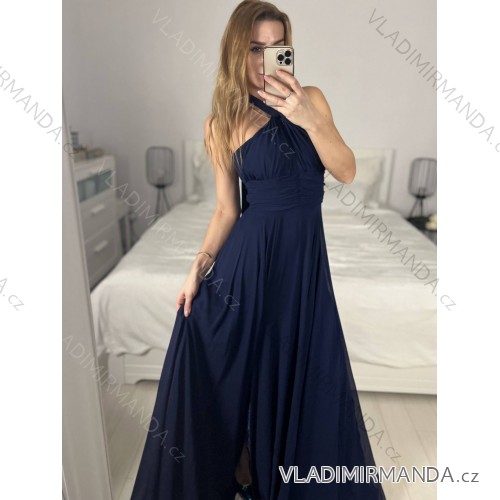 Trägerloses langes Partykleid für Damen (Einheitsgröße S/M) ITALIAN FASHION IMPSH2360055 S / M dunkelblau