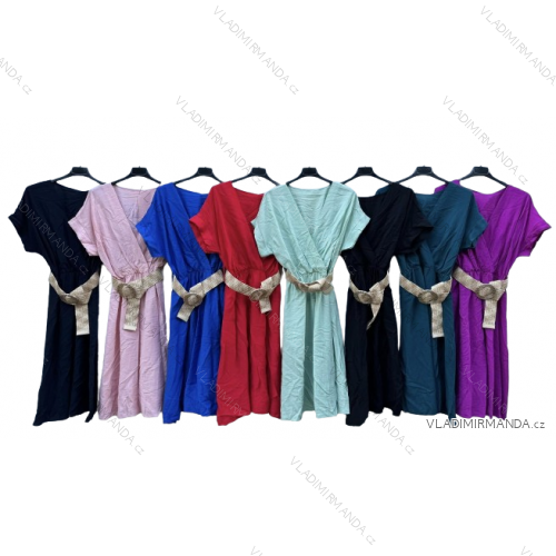 Langes Sommerkleid mit kurzen Ärmeln für Damen (Einheitsgröße S/M) ITALIAN FASHION IMD23430