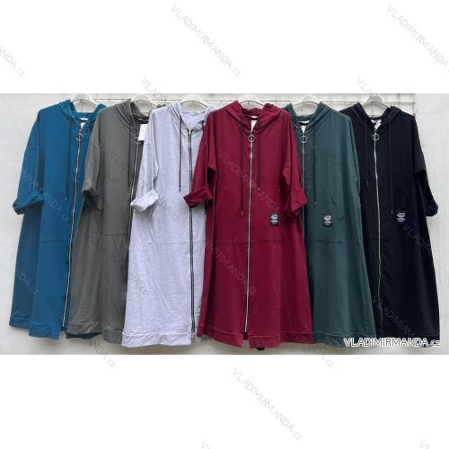 Damen-Kapuzenpullover in Übergröße mit langen Ärmeln und Reißverschluss, warm, langärmlig (2XL/3XL/4XL Einheitsgröße) ITALIAN FASHION IMD23743