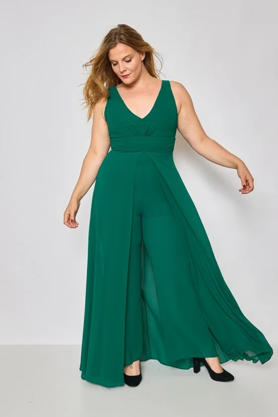 Langes elegantes Partykleid für Damen in Übergröße (4248) mit breiten Trägern FRENCH FASHION FMPEL23VELVETQS