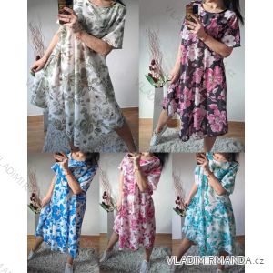 Kurzärmliges Sommerkleid aus Baumwolle für Damen (S / M / L / XL ONE SIZE) ITALIAN FASHION IMD22472