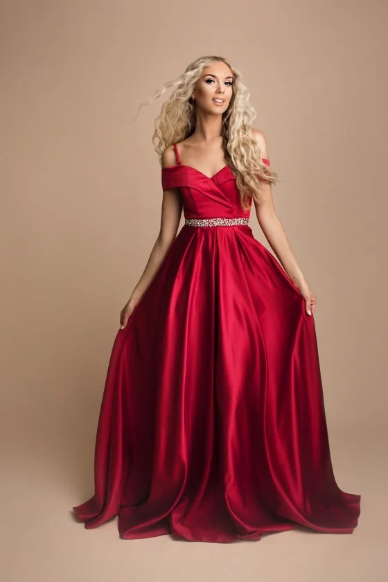 Langes, elegantes Carmen-Partykleid für Damen (SL) FRENCH FASHION FMPEL23PATRICIA