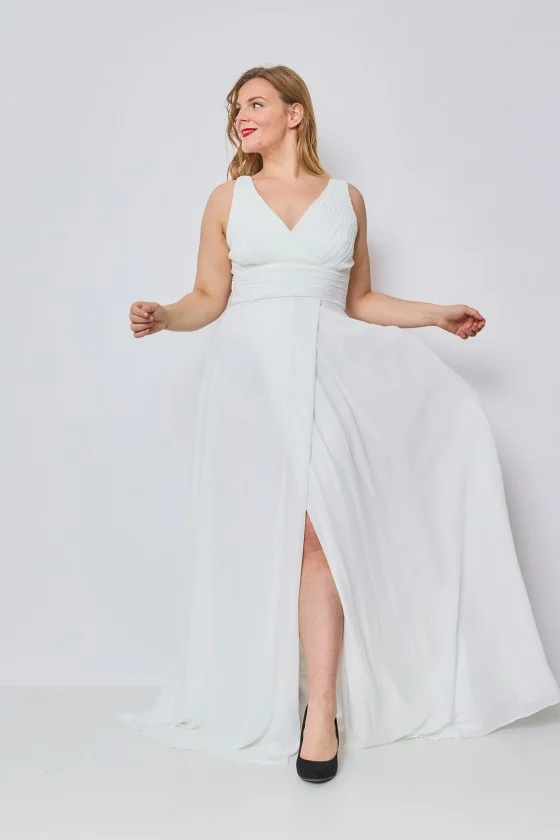 Langes, elegantes Partykleid für Damen in Übergröße (4248) mit breiten Trägern FRENCH FASHION FMPEL23CARINEQS
