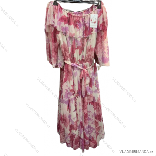 Langes Carmen-Langarmkleid für Damen in Übergröße (50-58) ITALIAN FASHION IMWEC24026
