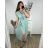 Langes Sommerkleid mit kurzen Ärmeln für Damen (Einheitsgröße S/M) ITALIAN FASHION IMD23430