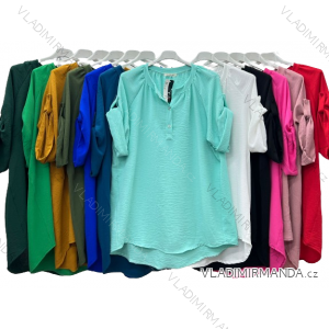 Übergroßes Kurzarm-Tunika-Hemd für Damen (S/M/L EINHEITSGRÖSSE) ITALIAN FASHION IM423206