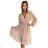538-1 MILA Chiffon Midikleid mit langen Ärmeln und Ausschnitt - beige