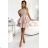 205-5 LAURA ausgestelltes Kleid mit Spitze - beige Farbe