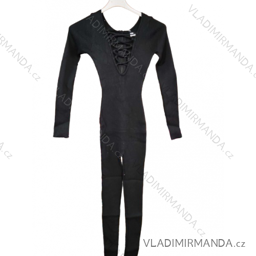 Langer eleganter Langarm-Overall für Damen (S/M ONE SIZE) ITALIAN FASHION IMWA23289 -   schwarz -   S / M