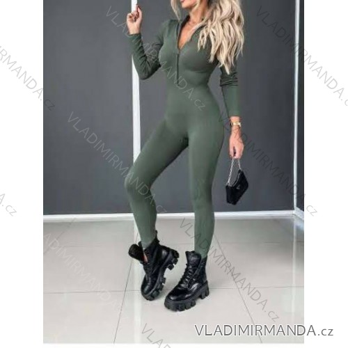 Langer eleganter Langarm-Overall für Damen (S/M ONE SIZE) ITALIAN FASHION IMWA23289 -   zelená khaki -   S / M