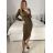 Langes Chiffon-Kurzarmkleid für Damen (S/M ONE SIZE) ITALIAN FASHION IMWGS231048 braun S/M
