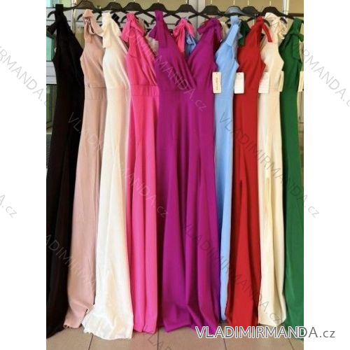 Langes Chiffon-Kurzarmkleid für Damen (S/M ONE SIZE) ITALIAN FASHION IMWGS231048