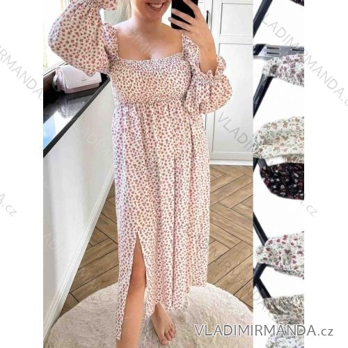 Langes Carmen-Kurzarm-Damenkleid in Übergröße (56/58 EINHEITSGRÖSSE) ITALIAN FASHION IMWT24056