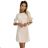 217-10 NEVA Trapezförmiges Kleid mit ausgestellten Ärmeln - beige Farbe mit Glitzer
