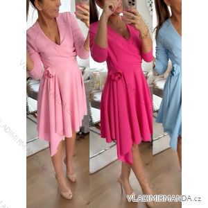 Langes Chiffon-Kurzarmkleid für Damen (S/M ONE SIZE) ITALIAN FASHION IMWGS231048