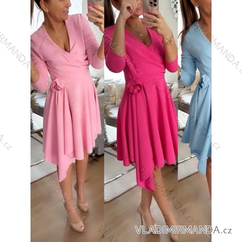 Langes Chiffon-Kurzarmkleid für Damen (S/M ONE SIZE) ITALIAN FASHION IMWGS231048