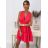 Langes Chiffon-Kurzarmkleid für Damen (S/M ONE SIZE) ITALIAN FASHION IMWGM23456