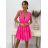 Langes Chiffon-Kurzarmkleid für Damen (S/M ONE SIZE) ITALIAN FASHION IMWGM23456
