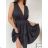 Langes Chiffon-Kurzarmkleid für Damen (S/M ONE SIZE) ITALIAN FASHION IMWGM23456